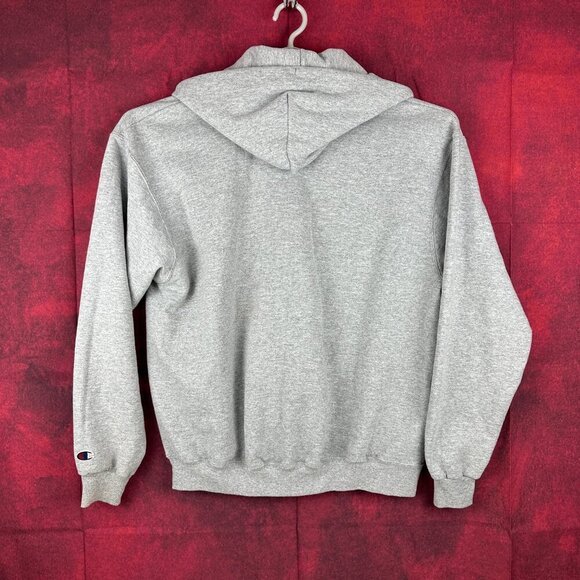 CHAMPION UNISEX GREY ZIP-UP HOODIE WITH BTG LOGO, 2 POCKETS, FLEECE INTERIOR, L - Picture 3 of 10
